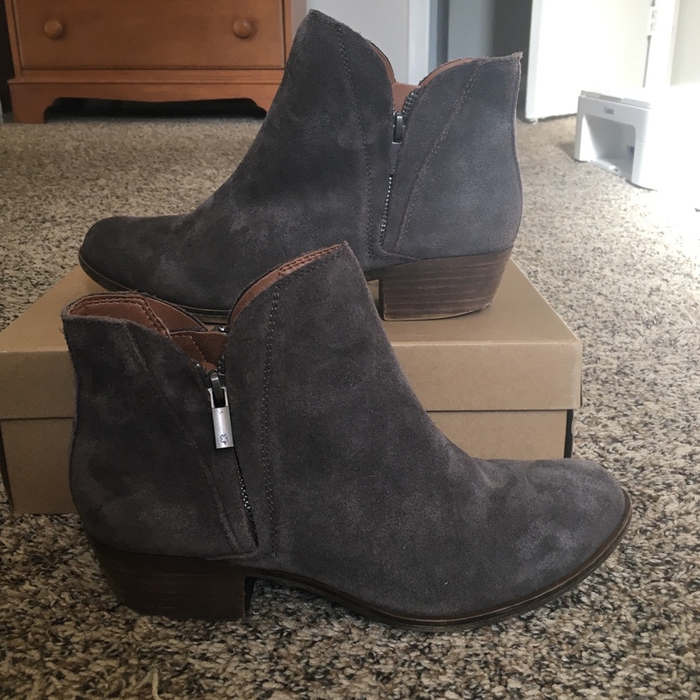 Lucky Brand Brenon booties. Iron suede, size 9